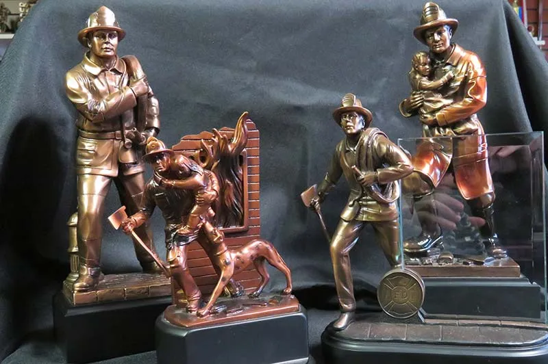 Cast bronze fireman trophies
