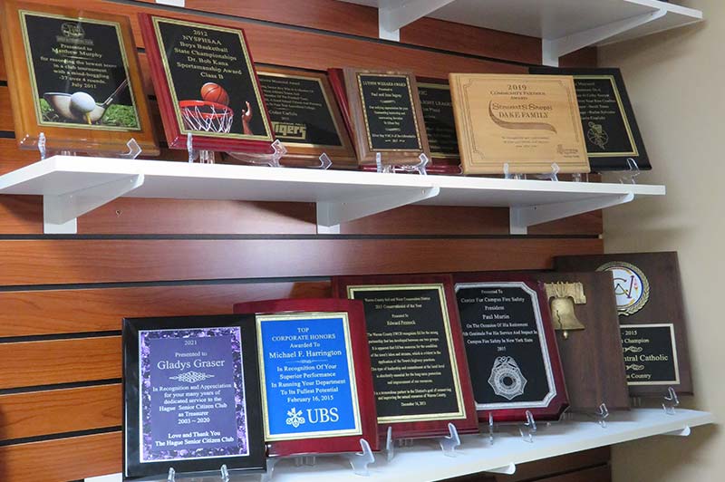 Plaques on display on wall