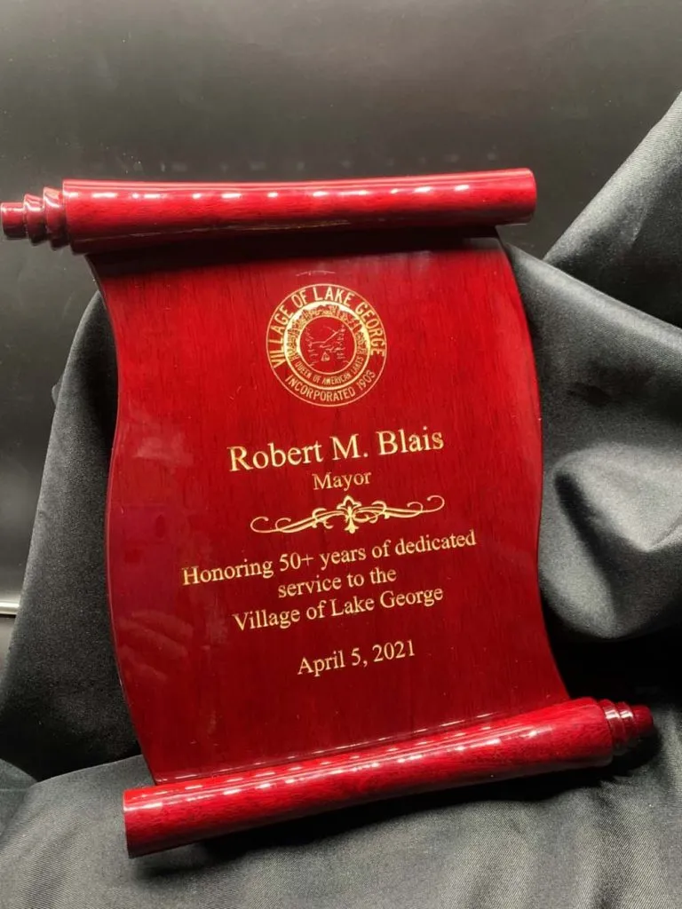 Red scroll thank you plaque