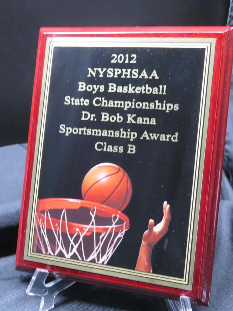 High school basketball plaque
